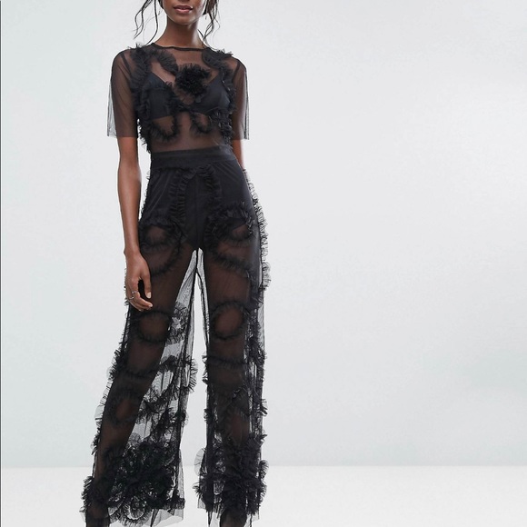 Sheer Tulle Culotte Jumpsuit - Picture 3 of 3